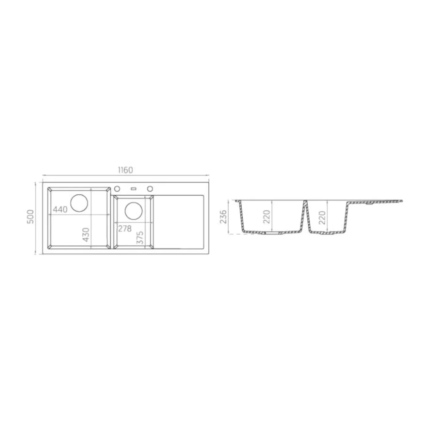 Кухонная мойка Axis Group A-Point 180 бежевый (11A.ZC007.55A.00/1.146.141.20) - Фото 2